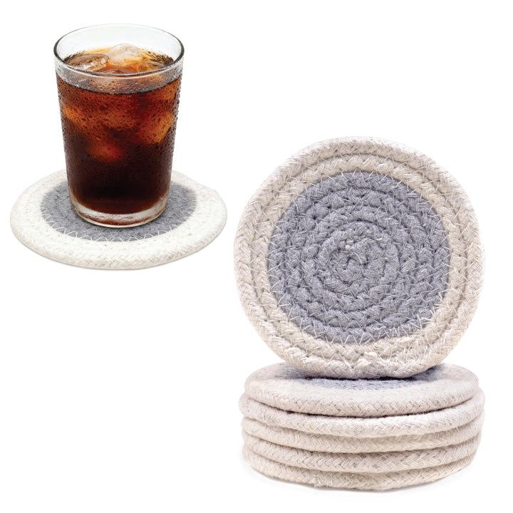 Cotton Light Grey & Off White Coaster