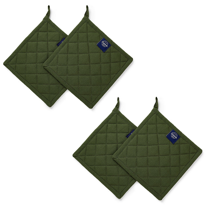 Yarn Dyed Cotton Leaf Green Potholder (Pack of 4)