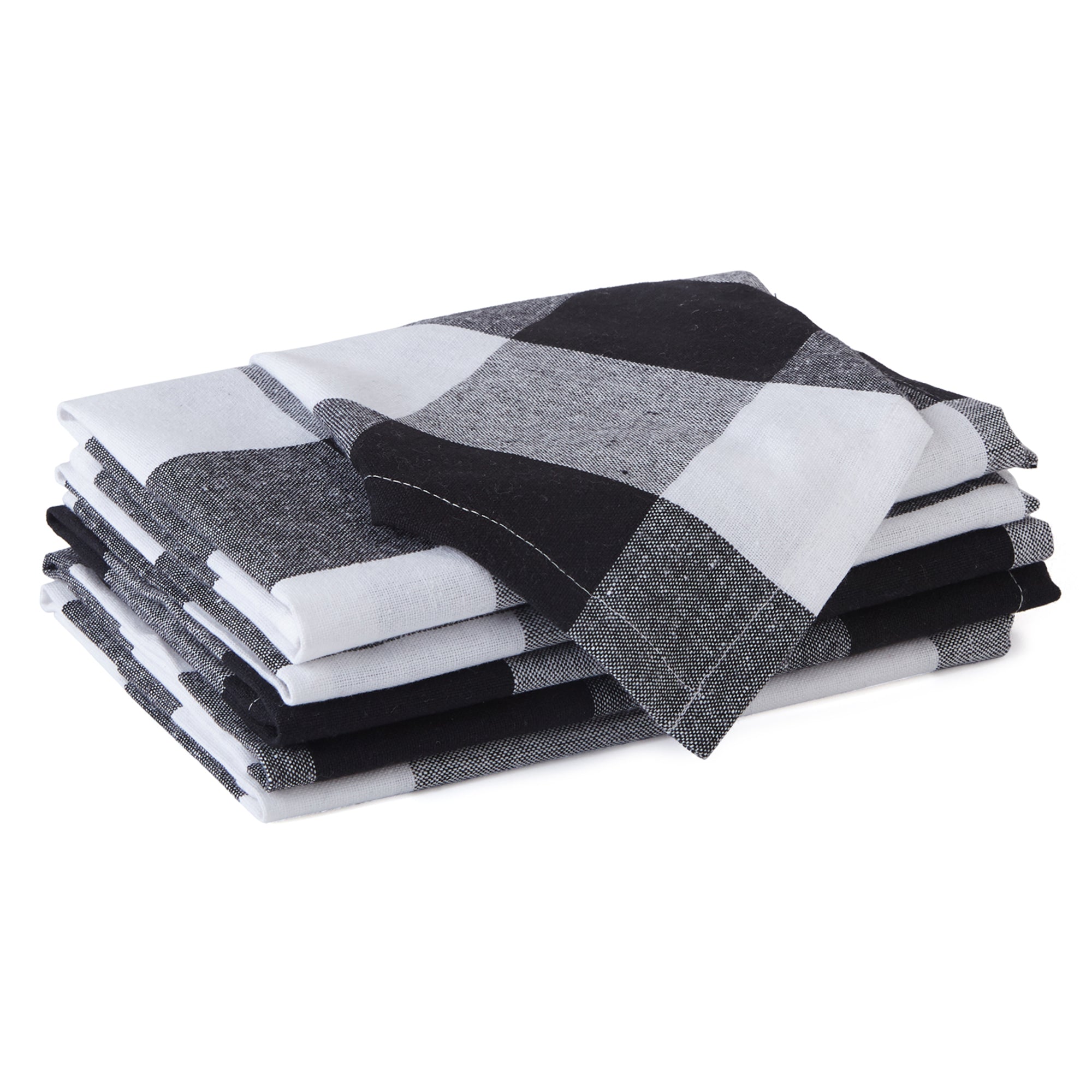 Cotton Buffalo Black Checks Table Napkins (Pack of 6)