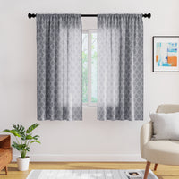 Polyester Trellis Grey Curtain (Pack of 2)