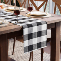 Cotton Buffalo Black Checks Table Runner (Pack of 1)