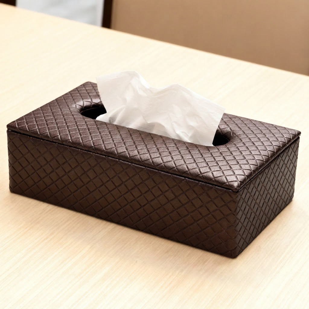 Faux Leather Copper Tissue Box (Pack of 1)