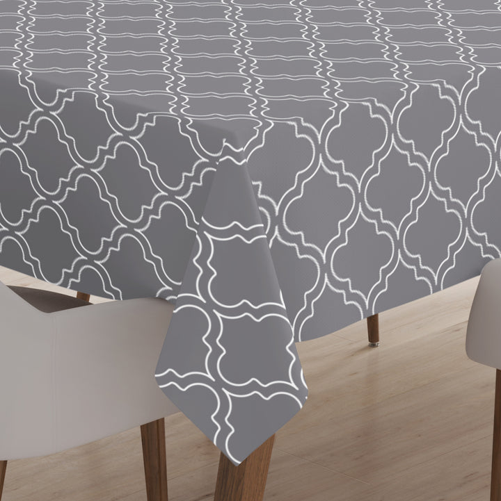 Polyester Grey Trellis Table Cloth (Pack of 1)