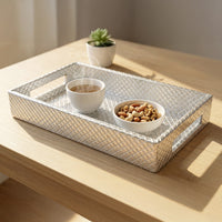 Leather Silver Leather Serving Tray