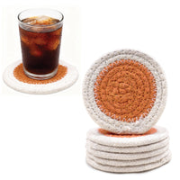 Cotton Coral & Off White Coaster