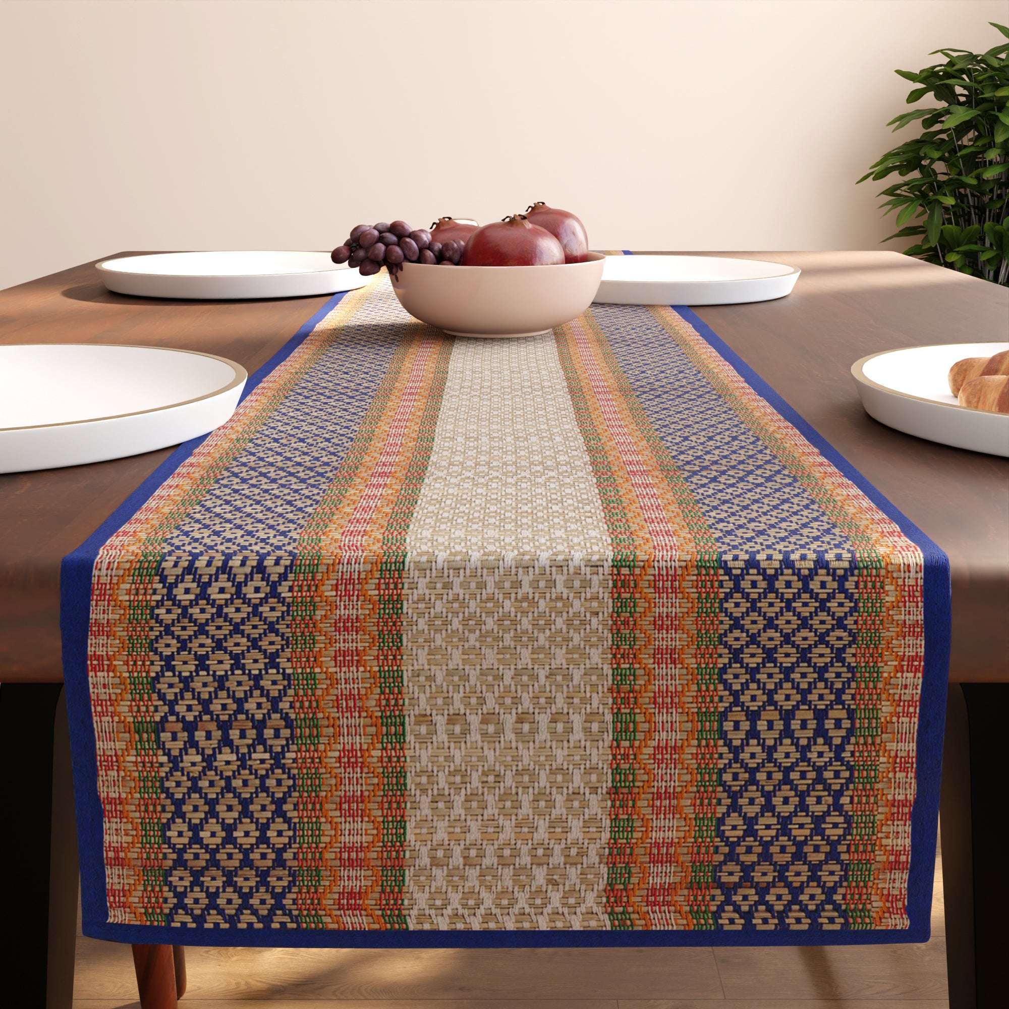 Madur Kathi Blue Table Runner (Pack of 1)