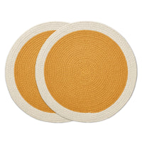 Cotton Yellow & Off White Placemat (Pack of 2)