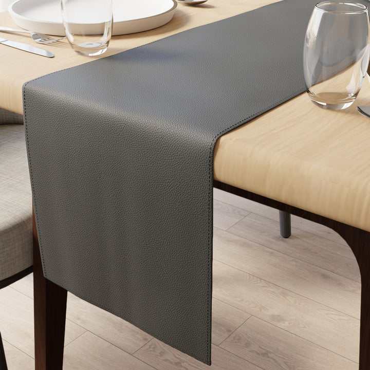 PVC Leather Dark Grey Table Runner