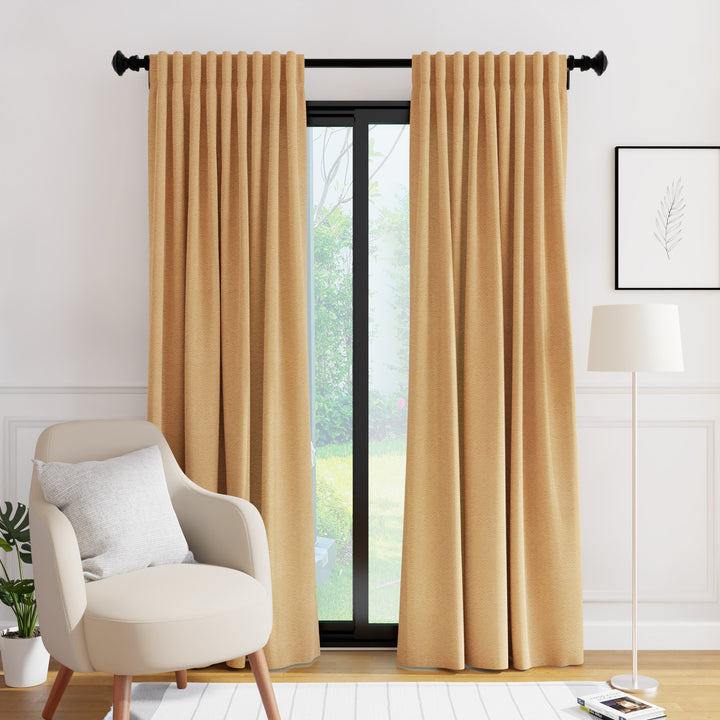Embossed Velvet Gold Curtain