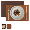 2 Sided Leather Brown & Tan Placemat + Coaster