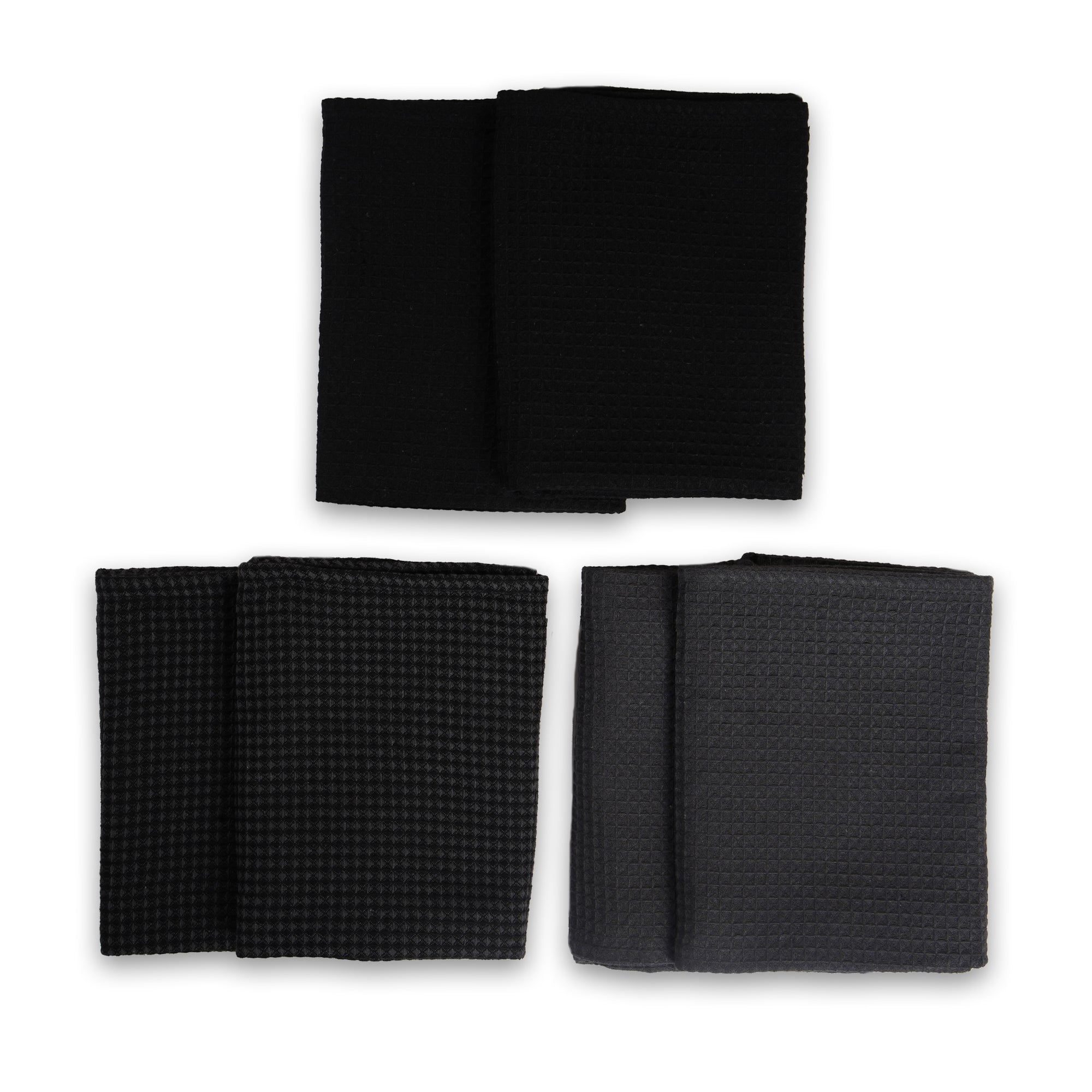 Waffle Grey Black Combo Kitchen Towel (Pack of 6)