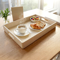 Leather Cream Leather Serving Tray