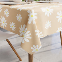 Cotton Daisy Beige Table Cloth (Pack of 1)
