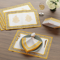 Cotton Canvas Yellow-01 Placemat + Table Napkins