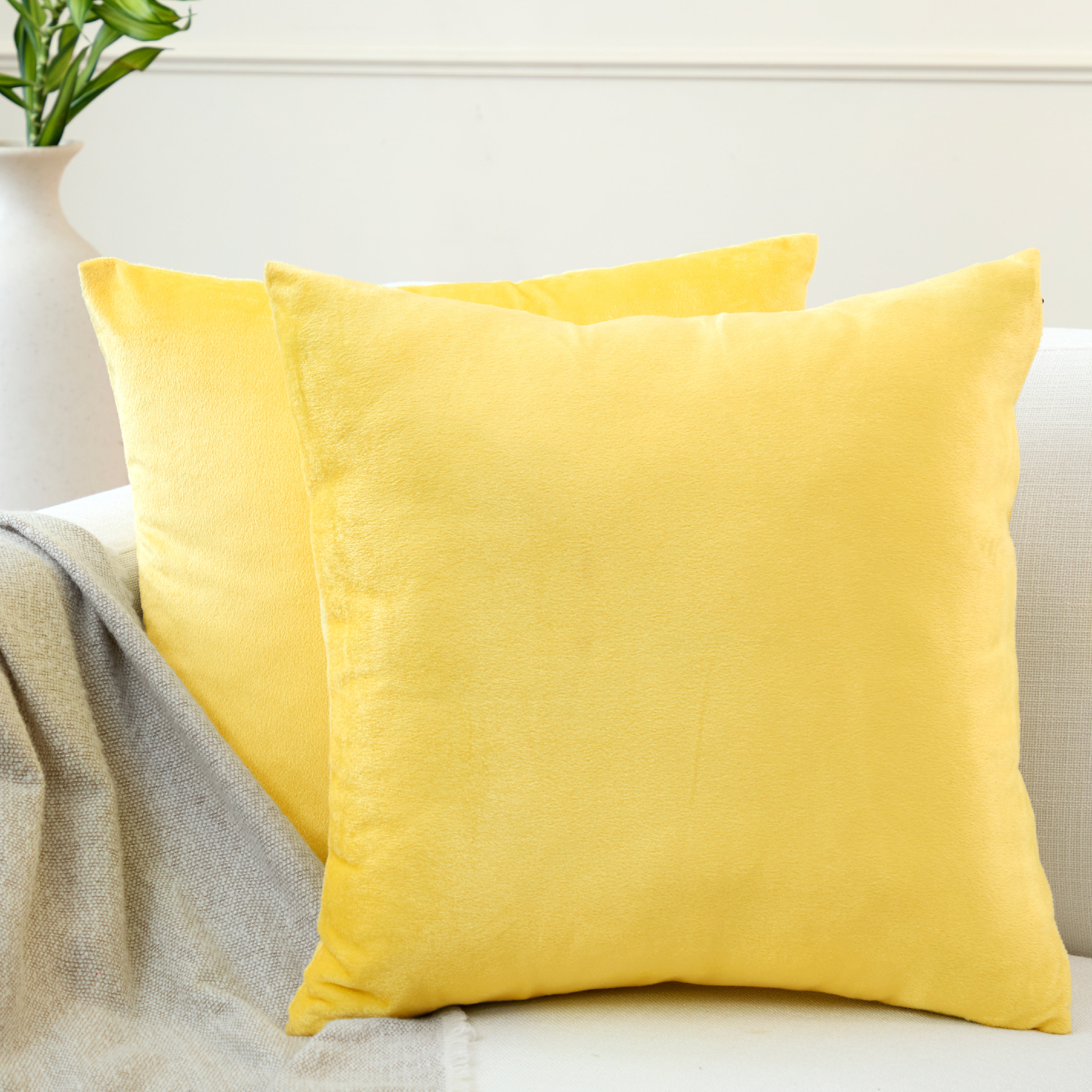Velvet Lemon Yellow Cushion Cover