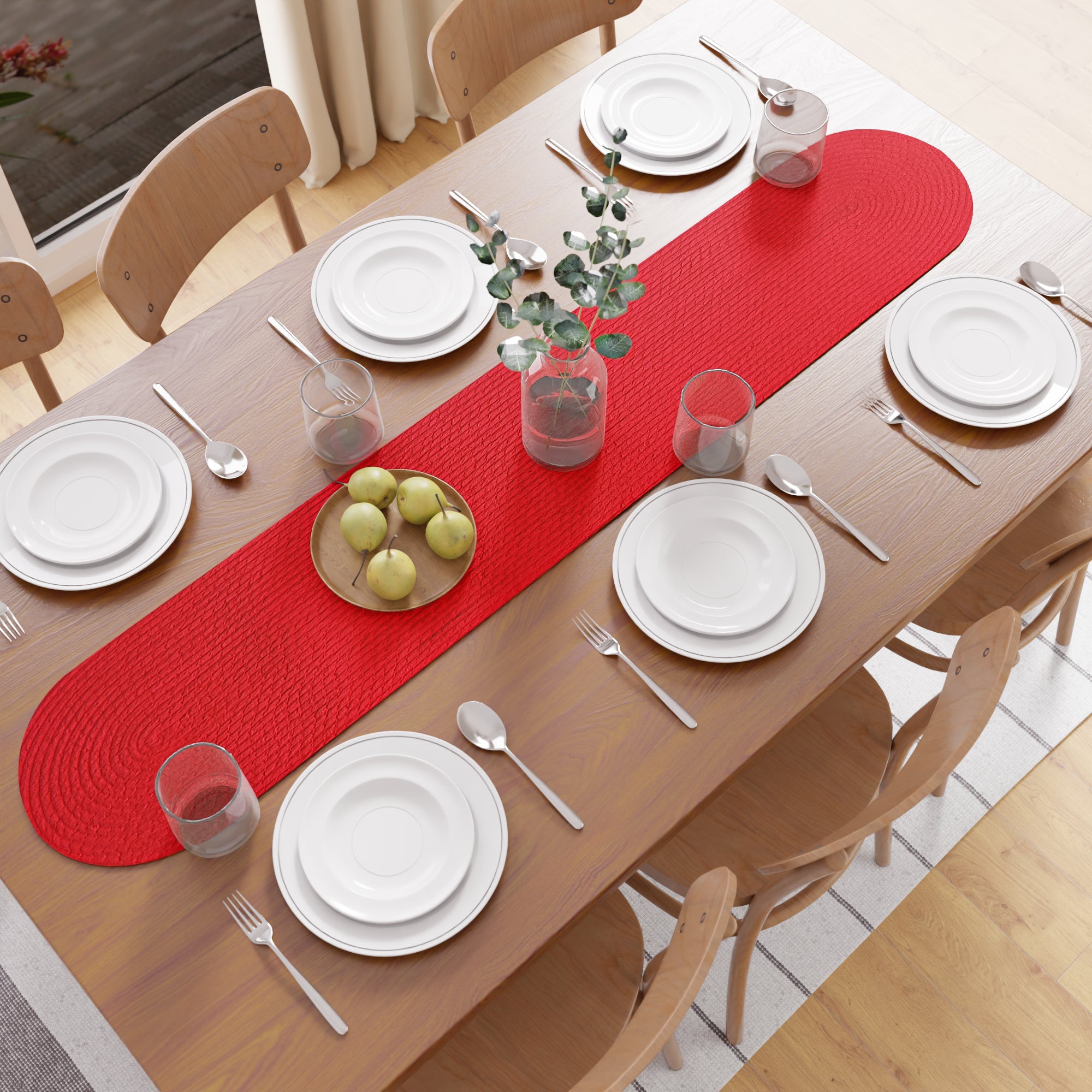 Cotton Red Table Runner (Pack of 1)