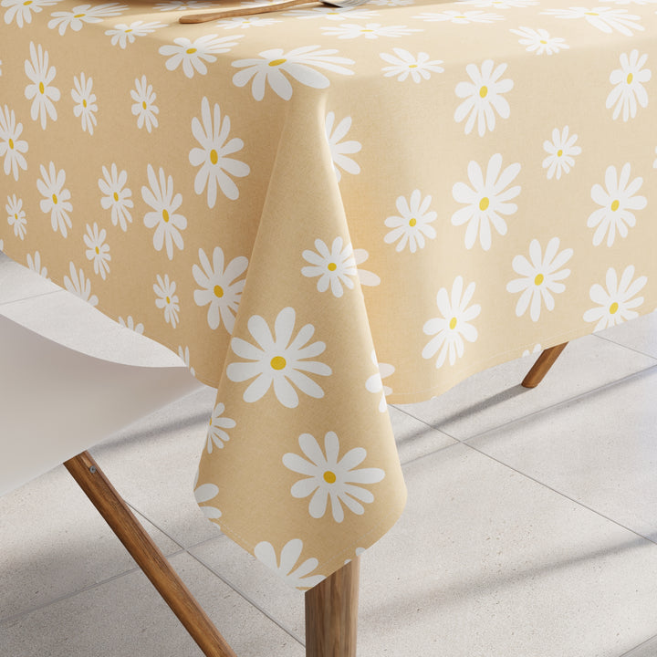 Cotton Daisy Beige Table Cloth (Pack of 1)