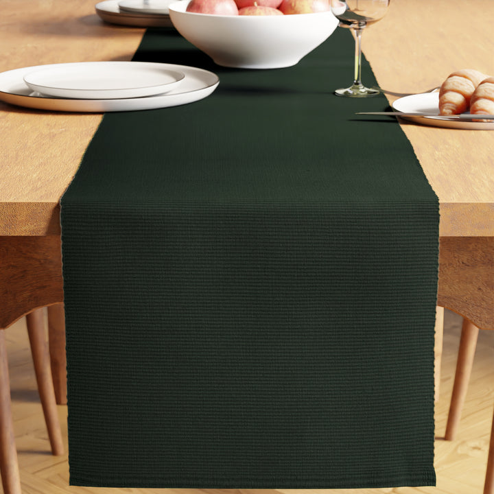 Cotton Dark Green Table Runner (Pack of 1)