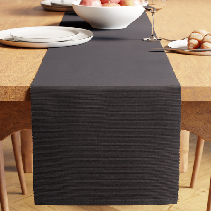 Cotton Solid Grey Table Runner (Pack of 1)
