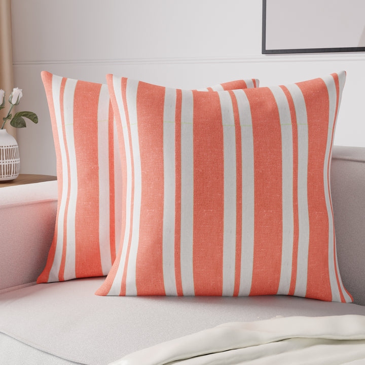 RC Yarn-Dyed Franca Orange Stripes Cushion Cover (Pack of 2)
