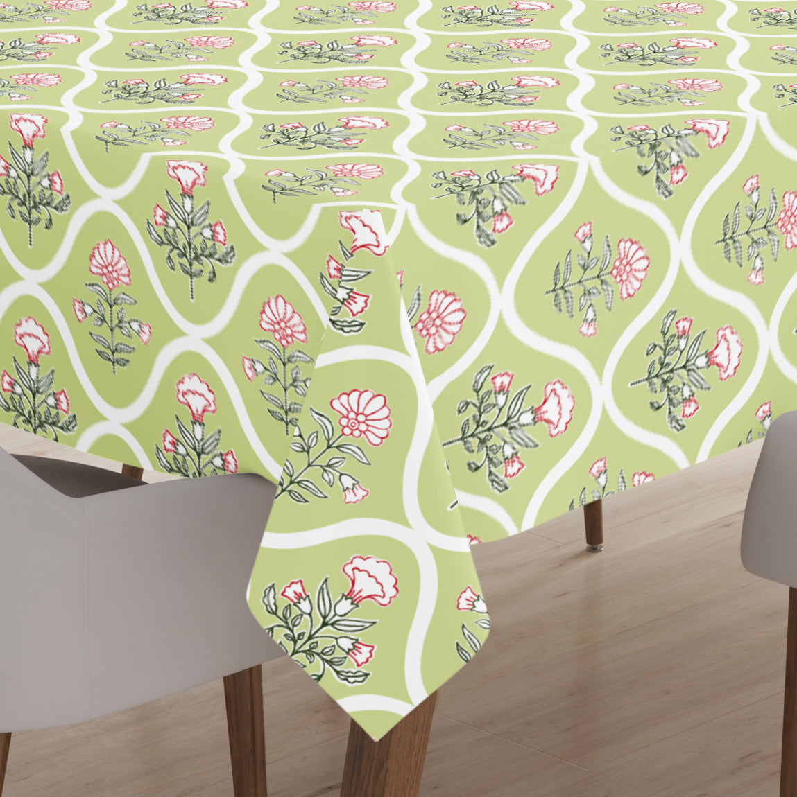 Polyester Pea Green Table Cloth (Pack of 1)