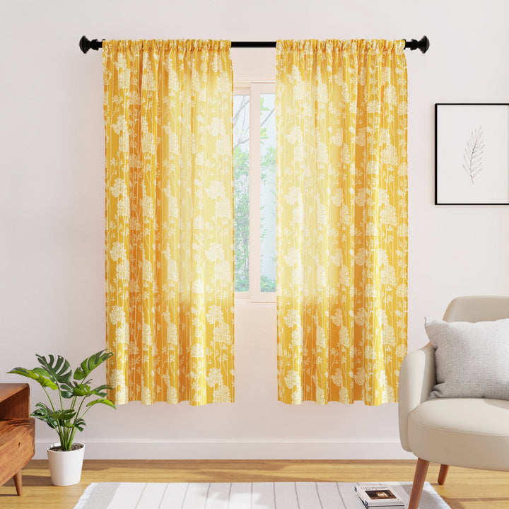 Polyester Blotch Mango Curtain (Pack of 2)