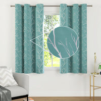 Blackout Polyester Twigs Teal Curtain (Pack of 2)