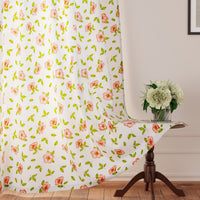 Polyester Hibiscus Curtain (Pack of 2)