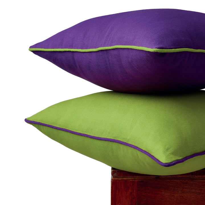 Cotton Lime Green with purple Cushion Cover (Pack of 2)