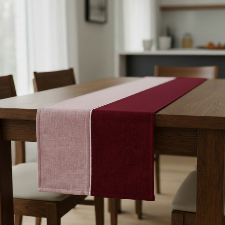 Cotton Buff & Maroon Table Runner (Pack of 1)