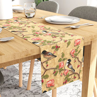 Blackout Polyester Pale Gold Birds Table Runner (Pack of 1)