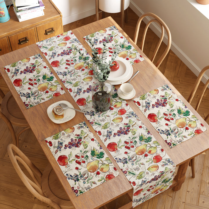 Cotton Fruit Table Runner+Placemat (Pack of 5)