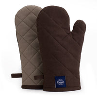 Canvas Dark Taupe & Beige Oven Gloves (Pack of 2)