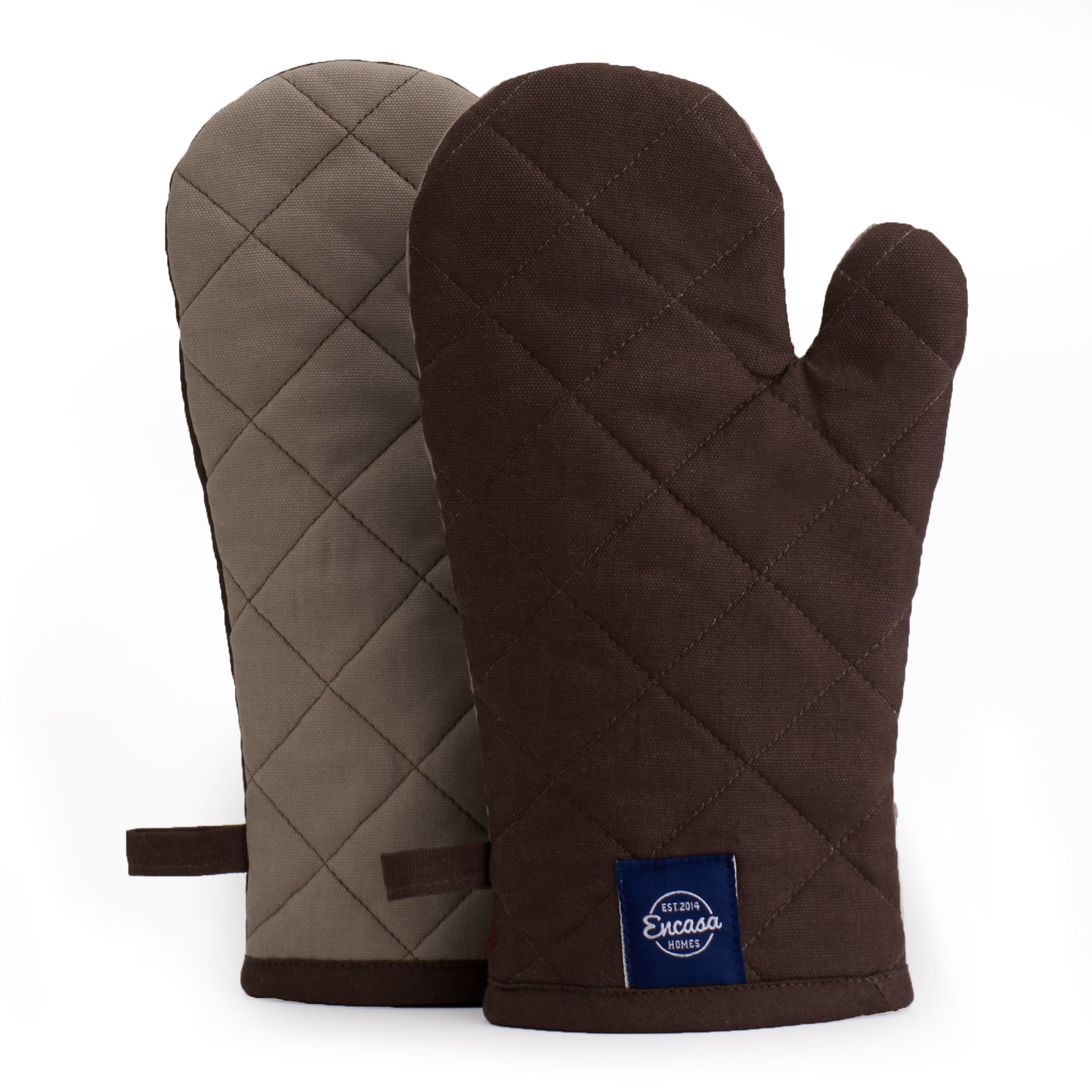 Canvas Dark Taupe & Beige Oven Gloves (Pack of 2)