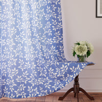 Polyester Reverse Leaf Blue Curtain (Pack of 2)