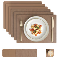 2 Sided Leather Taupe Placemat + Coaster
