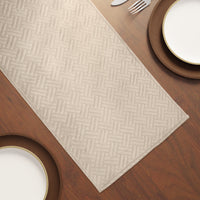 Quilted Velvet Beige Table Runner