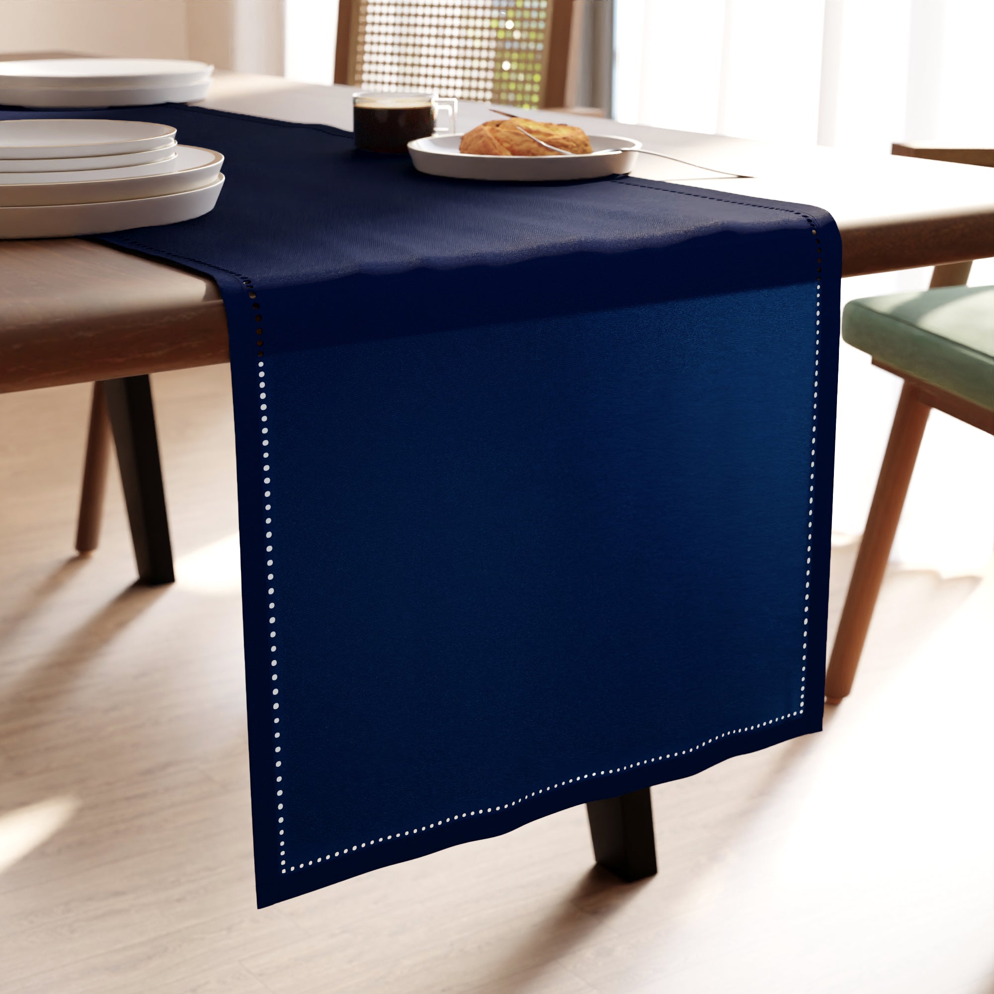 Cotton Scotch Blue Table Runner (Pack of 1)