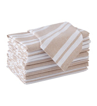 Cotton Franca Beige Stripes Table Napkins (Pack of 12)