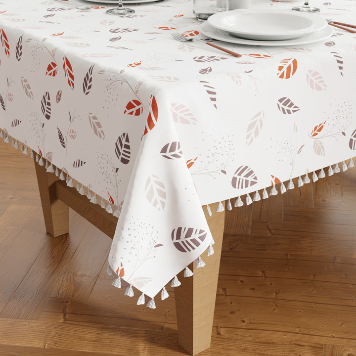 Polyester Boho Leaves Table Cloth (Pack of 1)