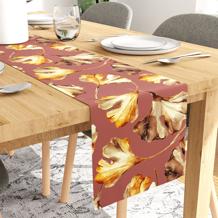 Blackout Polyester Gingko Plum Table Runner (Pack of 1)