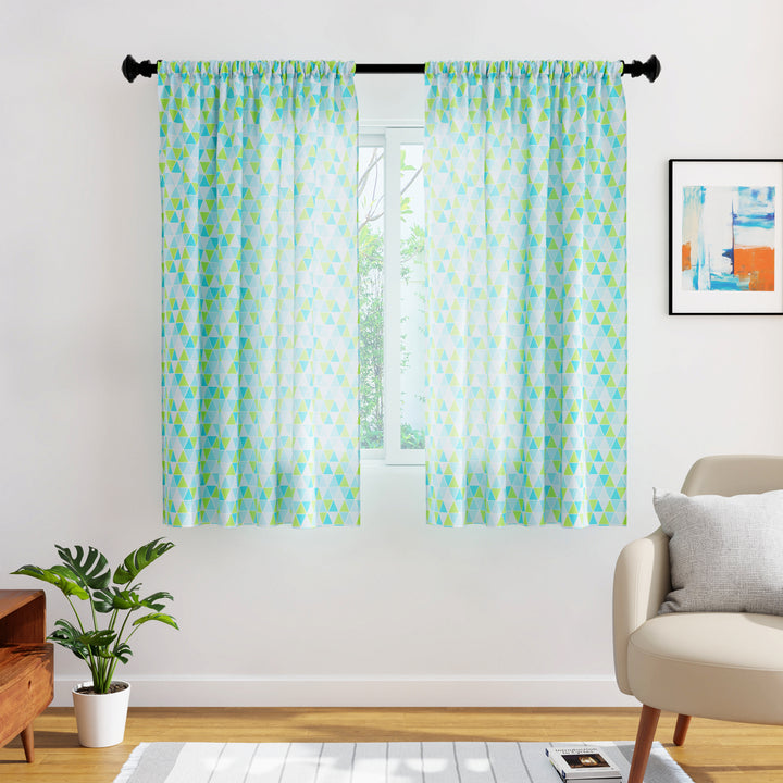Polyester Triangles Aqua Curtain (Pack of 2)
