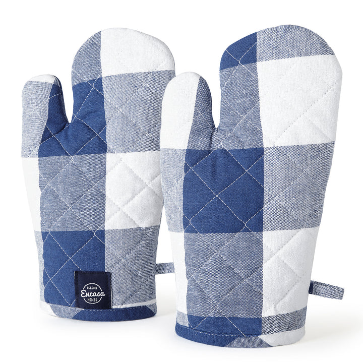 Cotton Buffalo Blue Checks Oven Gloves (Pack of 2)