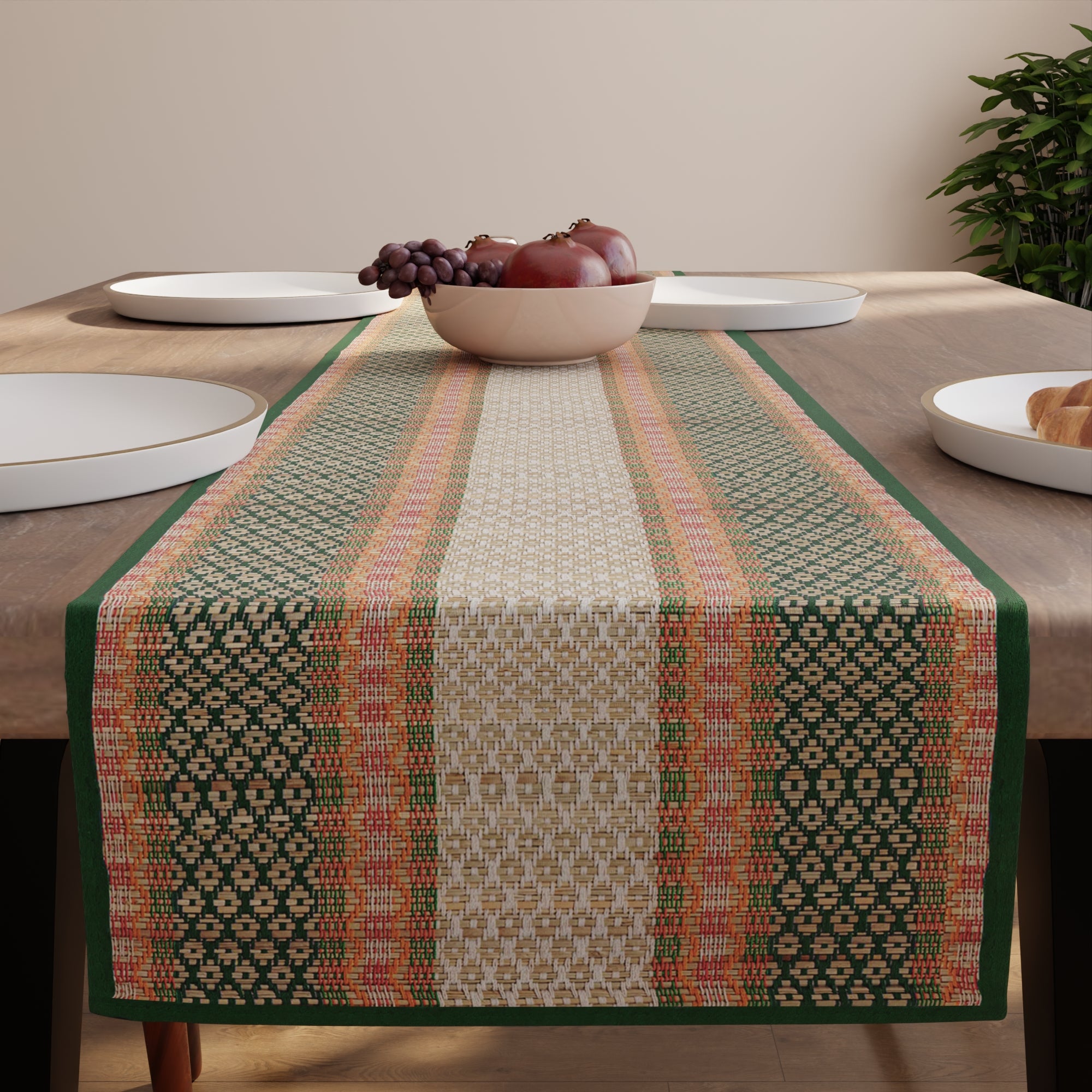 Madur Kathi Green Table Runner (Pack of 1)