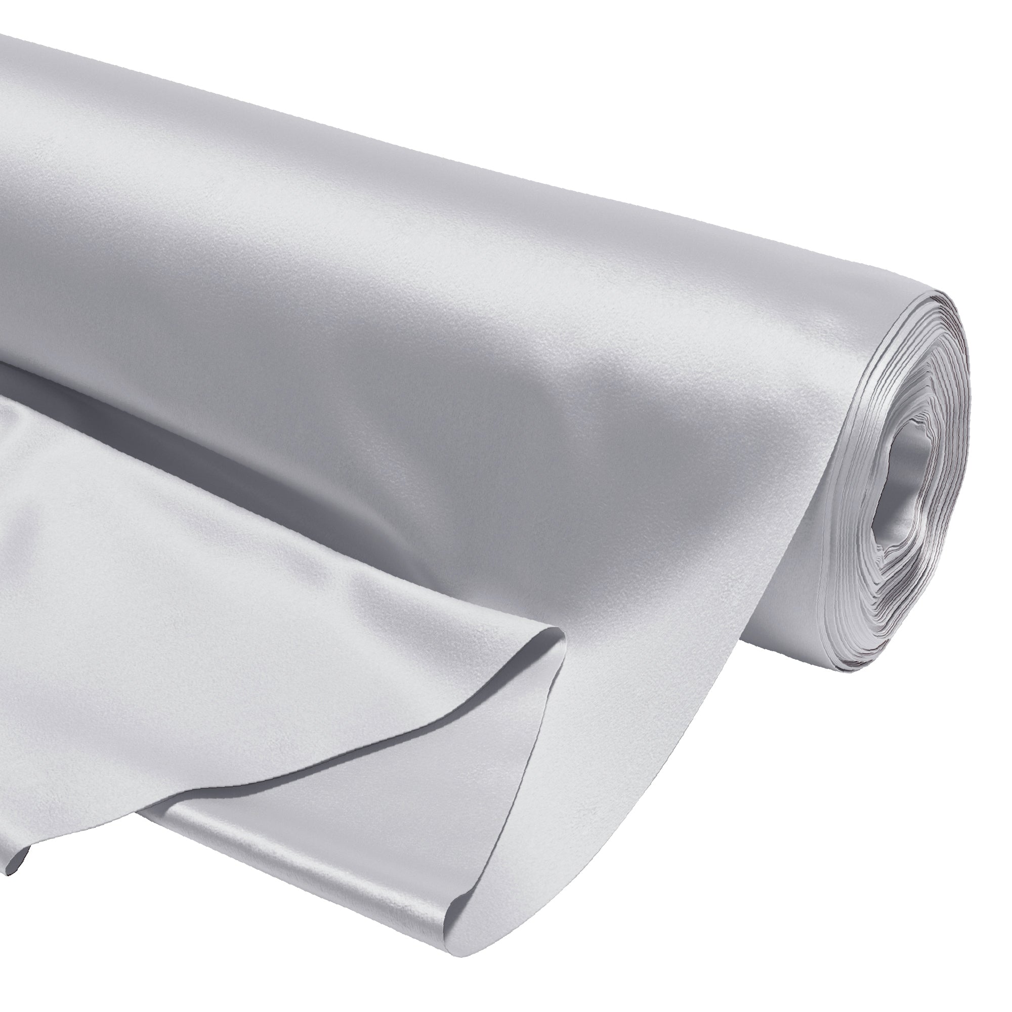 Satin Polyester Silk Silver Fabric