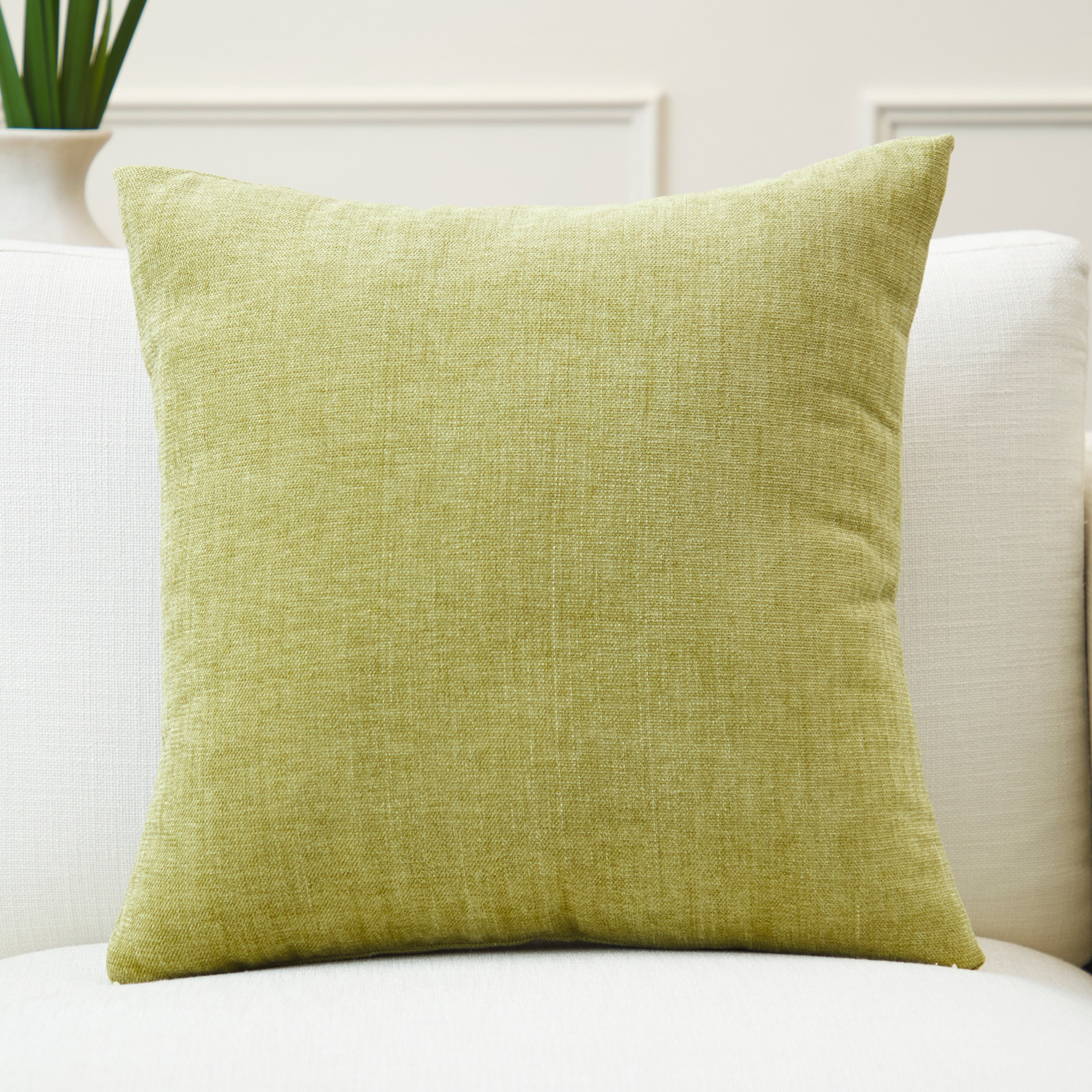 Chenille Solid Olive Cushion Cover (Pack of 1)