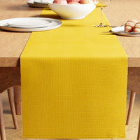 Ribbed Cotton Yellow Table Runner (Pack of 1)