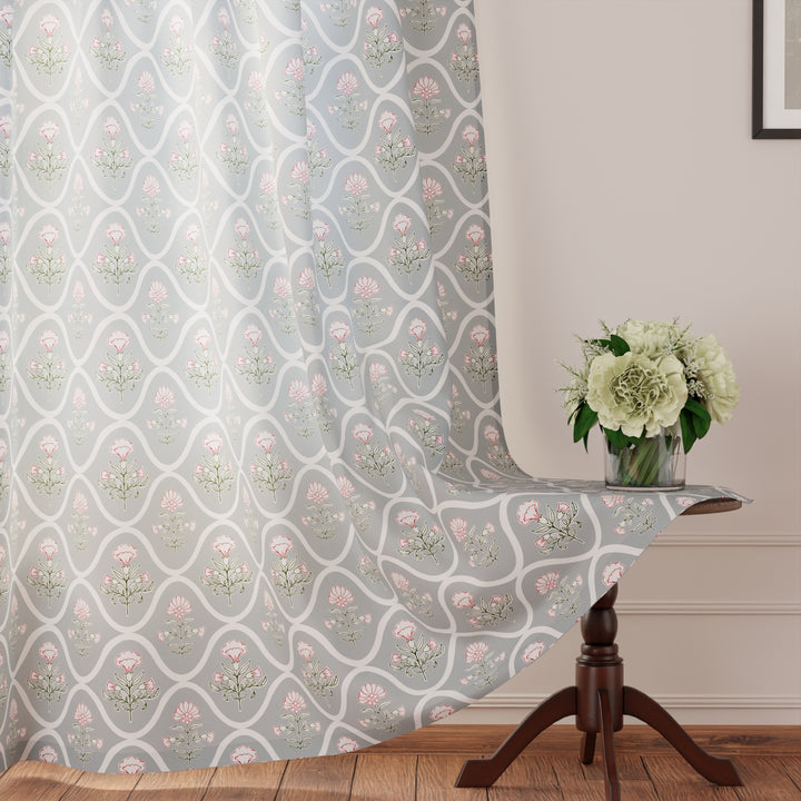 Polyester Light Grey Curtain (Pack of 2)