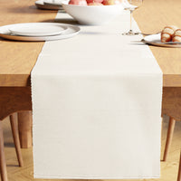Ribbed Cotton Solid Off White Table Runner (Pack of 1)