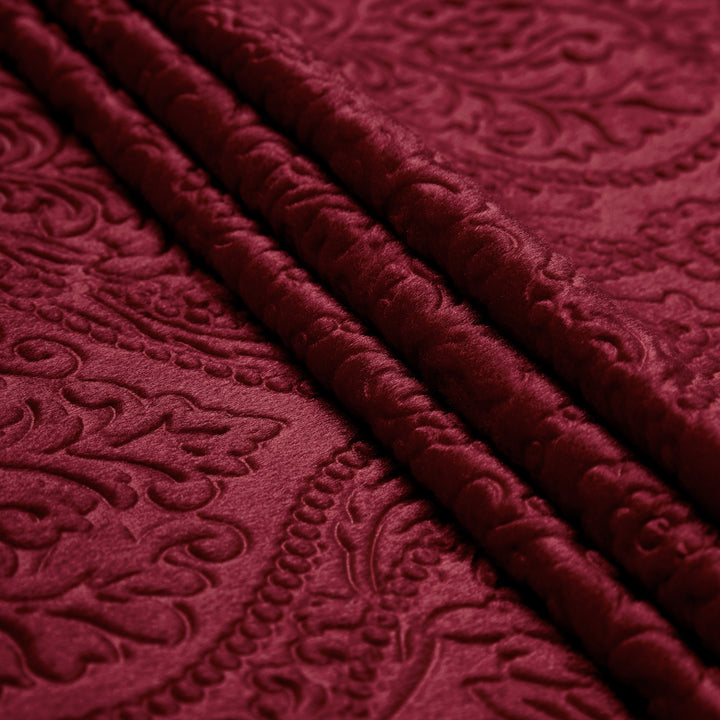 Embossed Velvet Maroon Fabric